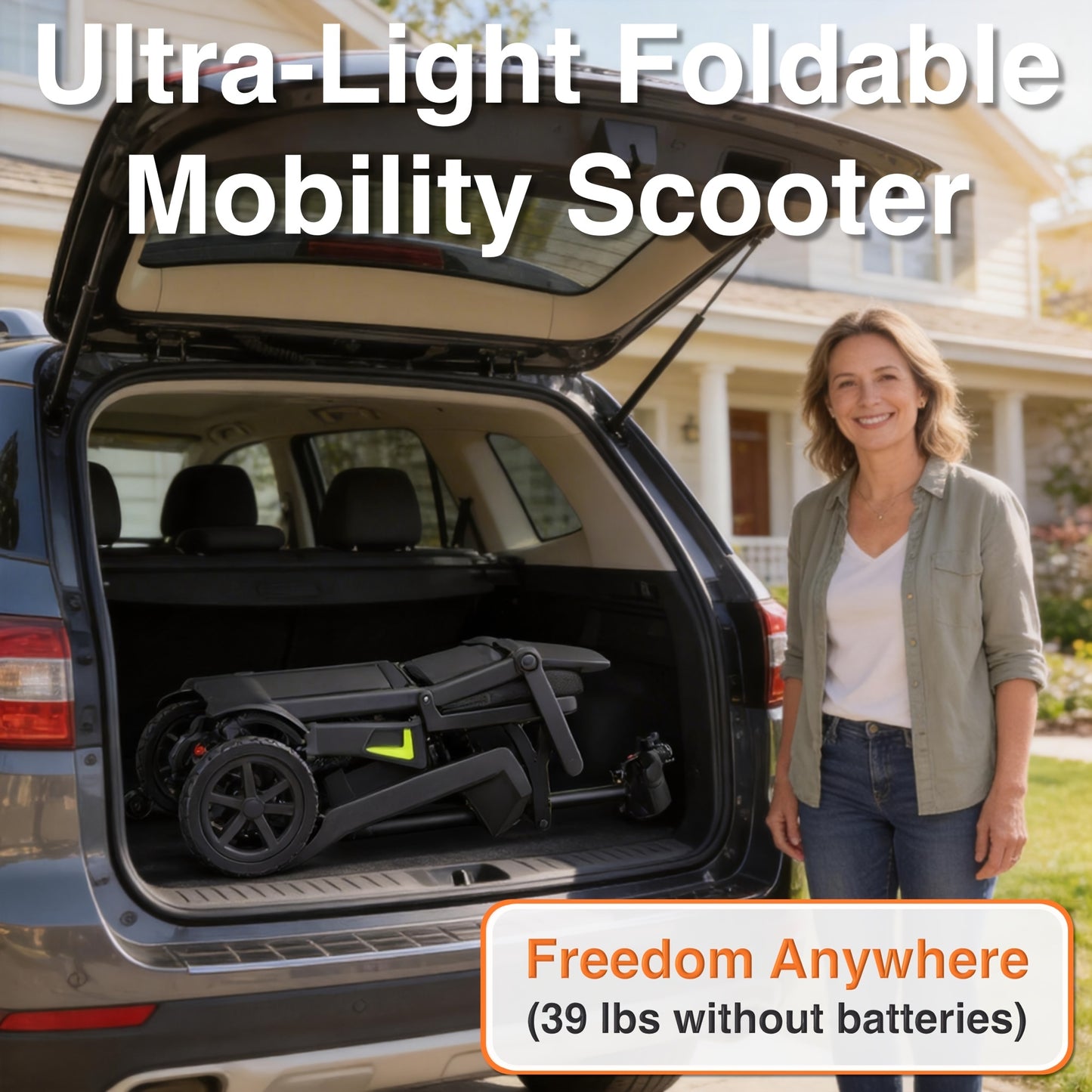 A Lightweight, Foldable Four-wheeled Electric Mobility Scooter Suitable For Seniors And Adults, Equipped With Dual Removable Batteries, Meeting Air Travel Standards, Offering A Long Range, And A Top Speed Of 5 Mph
