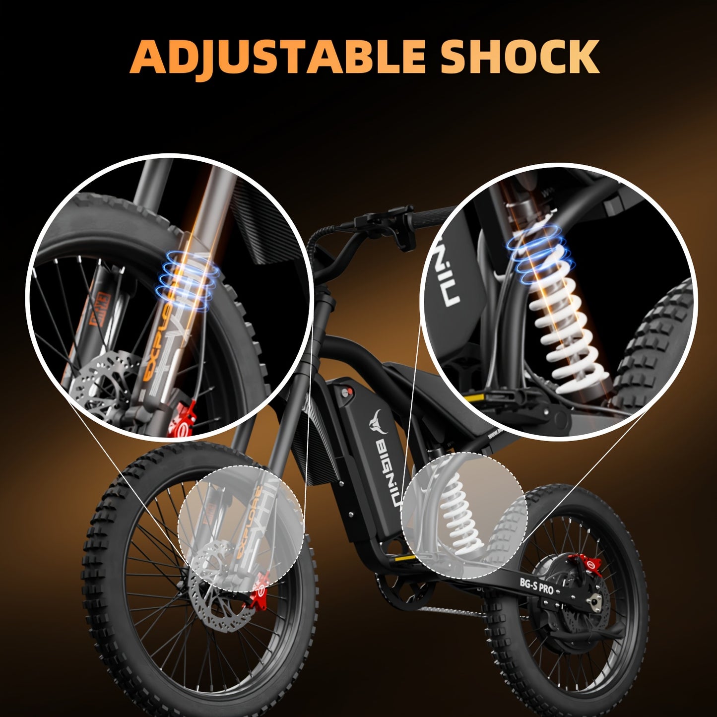 Electric Bike for Adults, 740W Peak Motor High-Power 60V 32Ah Battery, 20 Range, All-Purpose Commuter & Dirt Bike for Adults BG-S PRO