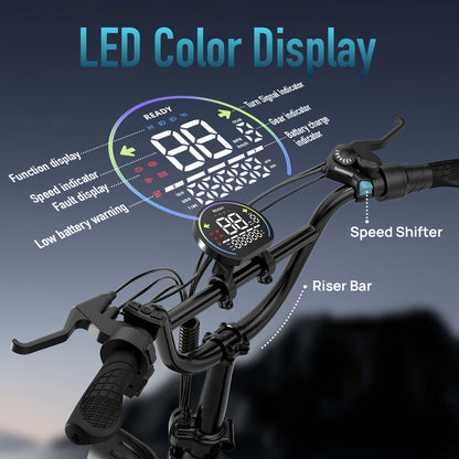 T5 Electric Mountain Bike - Adult E-Bike with Removable Large-Capacity Battery, 745W, 28MPH, 20×4.0 All-Terrain Tires, 7-Speed Adjustment, Black. Perfect for Christmas And Thanksgiving