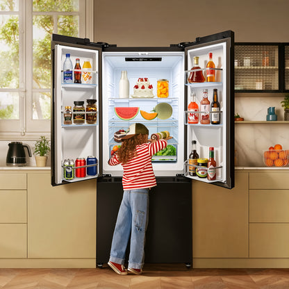 17.7cu Counter-Depth French Door Refrigerator | 17.7 Cubic Feet Capacity, Three-Door Design, Stainless Steel, Adjustable Thermostat, Automatic Defrost