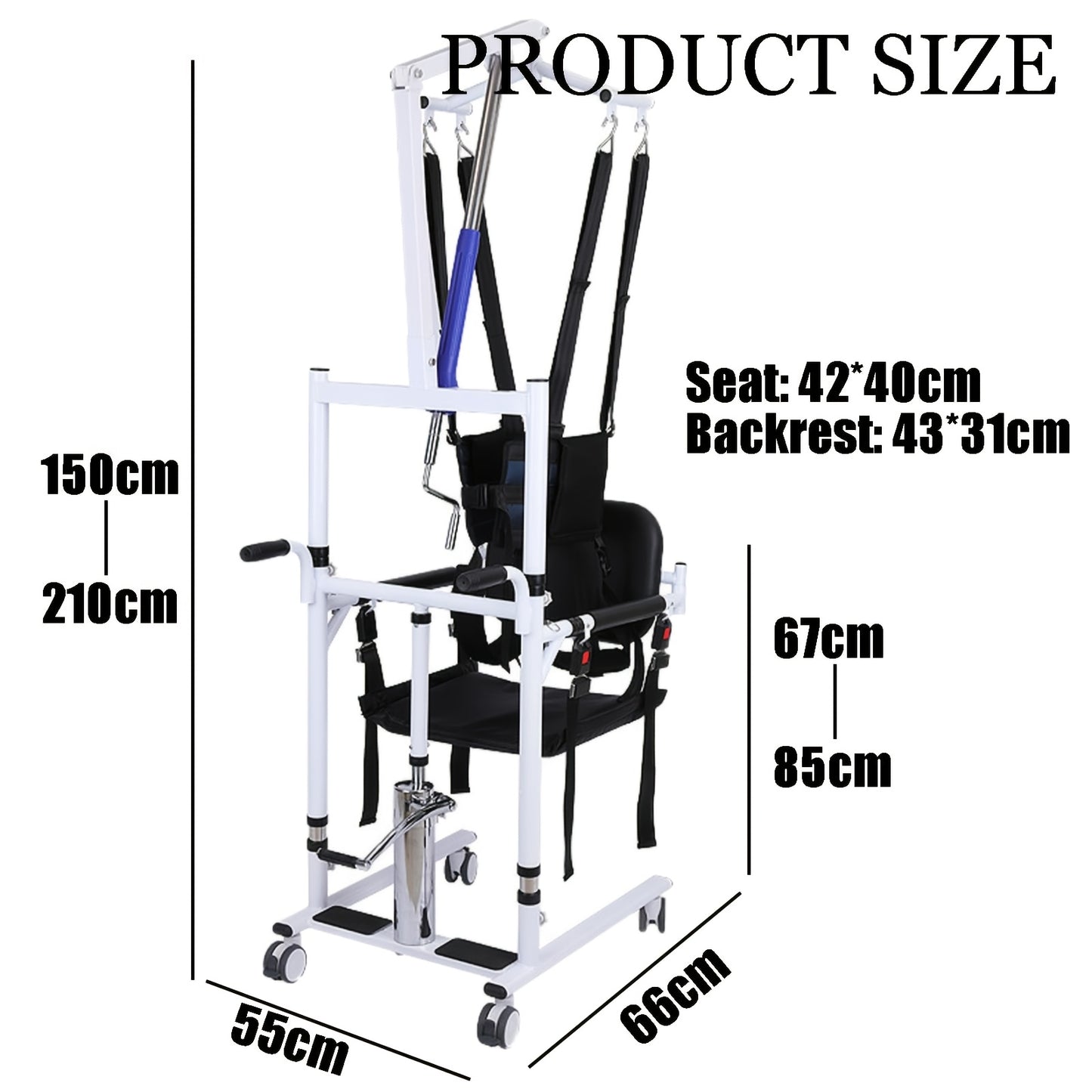 Household And Automotive Lifting Mobile Equipment | Adjustable Height/Base Width, Manual Operation, Sturdy Backrest to Prevent Falls, Standing Aid And Support Frame, Equipped with Seat Belts And Armrests