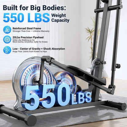 Elliptical Trainer, a Home Elliptical with an Ultra-quiet Magnetic Resistance System, Featuring 16 Resistance Levels, a Foldable Home Elliptical with an LCD Display, a Christmas Gift for Family and Friends