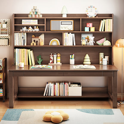 Solid Wood Desk And Cabinet Set with Drawers,Integrated Desk And Bookshelf, Under-desk Storage Rack, And Desk Cabinet. Simple Design,Lightweight, Versatile, Detachable, Suitable for Any Location, No Additional Decorations Required