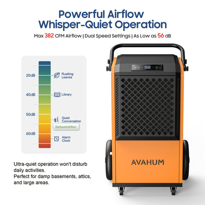Commercial Dehumidifier for Basements, 305 Pint, 9000 Sq.Ft Large Spaces, 38 Gallon/Day. Commercial Grade Dehumidifiers for Industrial, 24H Timer, Continuous Dehumidification, Auto Defrost