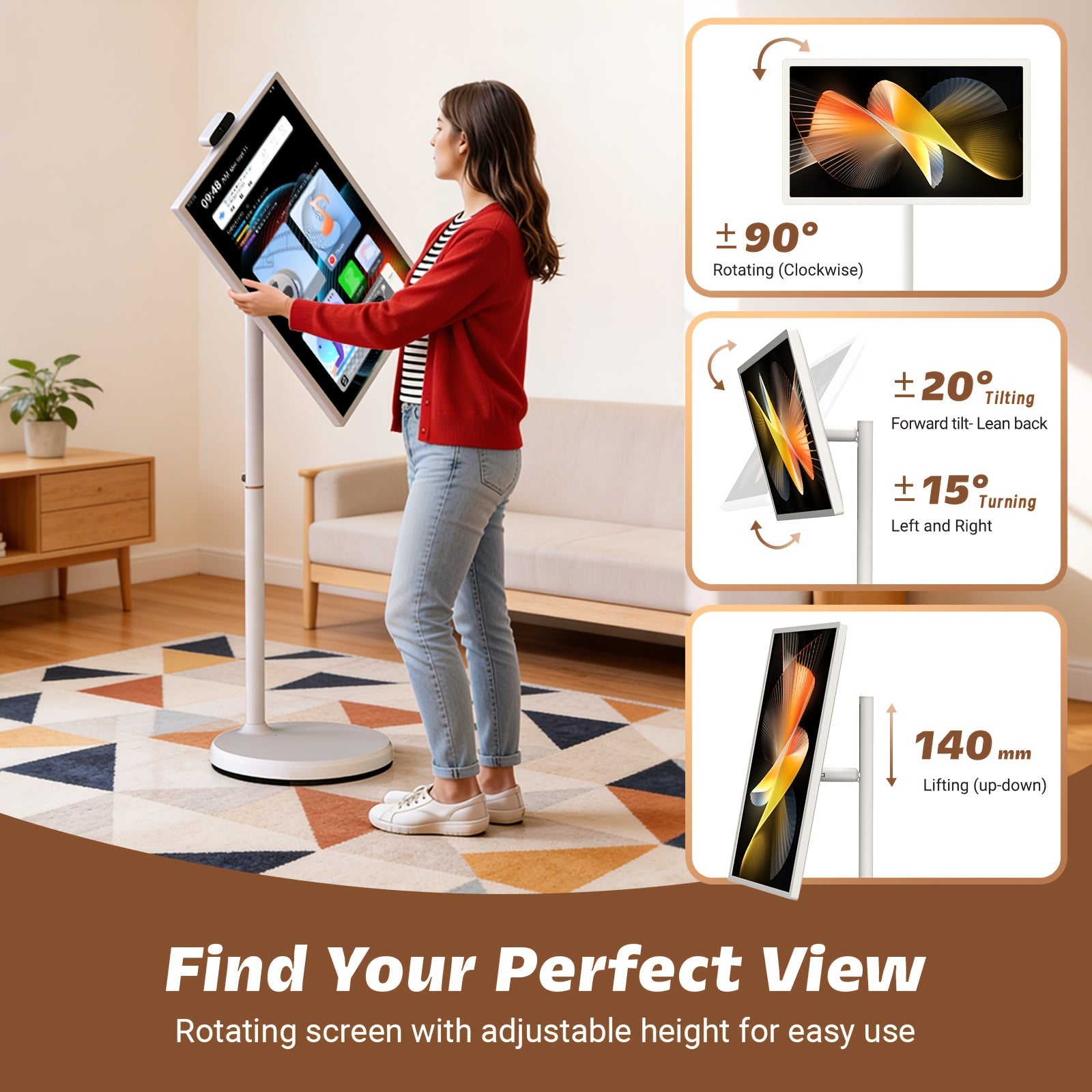 32" 4K UHD Tablet Touchscreen Monitor Portable Smart TV On Wheels Stand (8+8)GB RAM+256GB ROM, Tablet, Pad