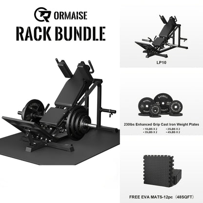 Compact Leg Sled Machine, Leg Press Machine Capacity 900lbs, Hack Squat Machine Combo, Calf Raise Home Gym