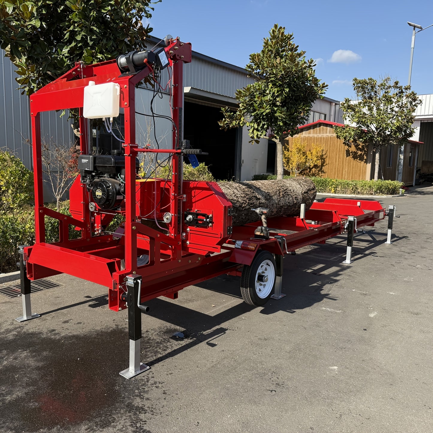 32" Portable Sawmill, 420cc Gas Engine, Max Log 32", 19.7ft Rail, Trailer & Tires – Perfect for Home Use, Easy to Maintain – CA Ship