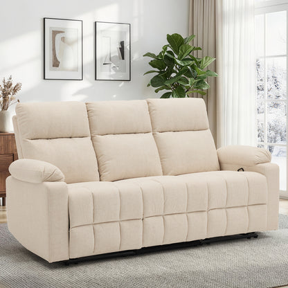 Three-Person Sofa Design, Middle Backrest Flip Design, Three-Seat Reclining Sofa, Recliner Sofa with USB Port, Manual Living Room Sofa