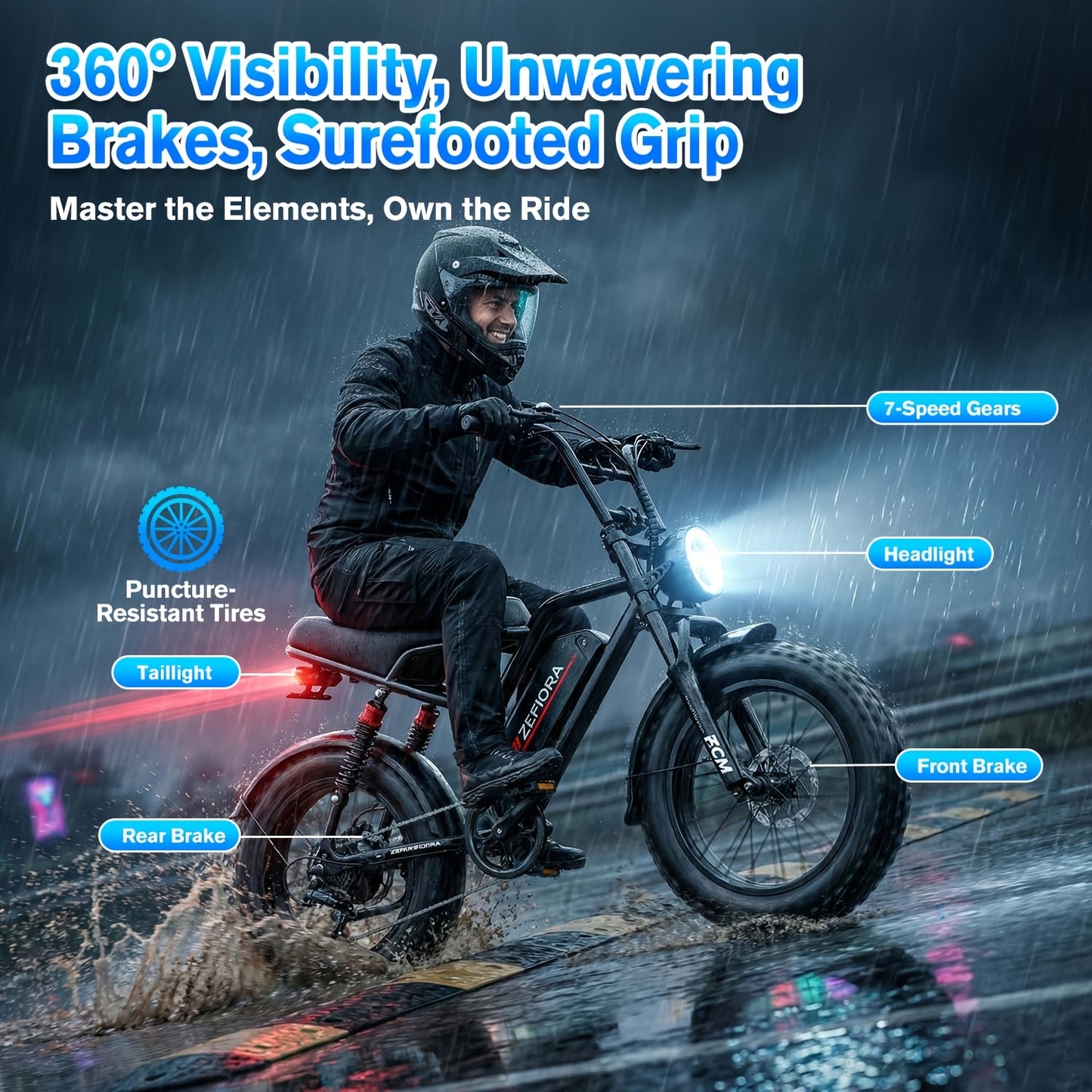 Adult Electric 740W Brushless Motor, Removable Dual Battery 48V 8-20AH, All-Terrain Tires & Shock Absorption System Suitable for Mountain, Snow, Sand, Road Riding, 20x4 Inch Tires