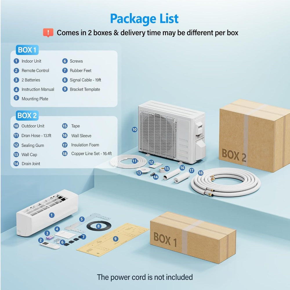 24000 BTU Mini Split Air Conditioner with Inverter Technology, 21 SEER, 230V/ 60Hz, Washable Air Filter, Quiet Cooler and Heater, Smart Operation, Perfect for Home, Bedroom