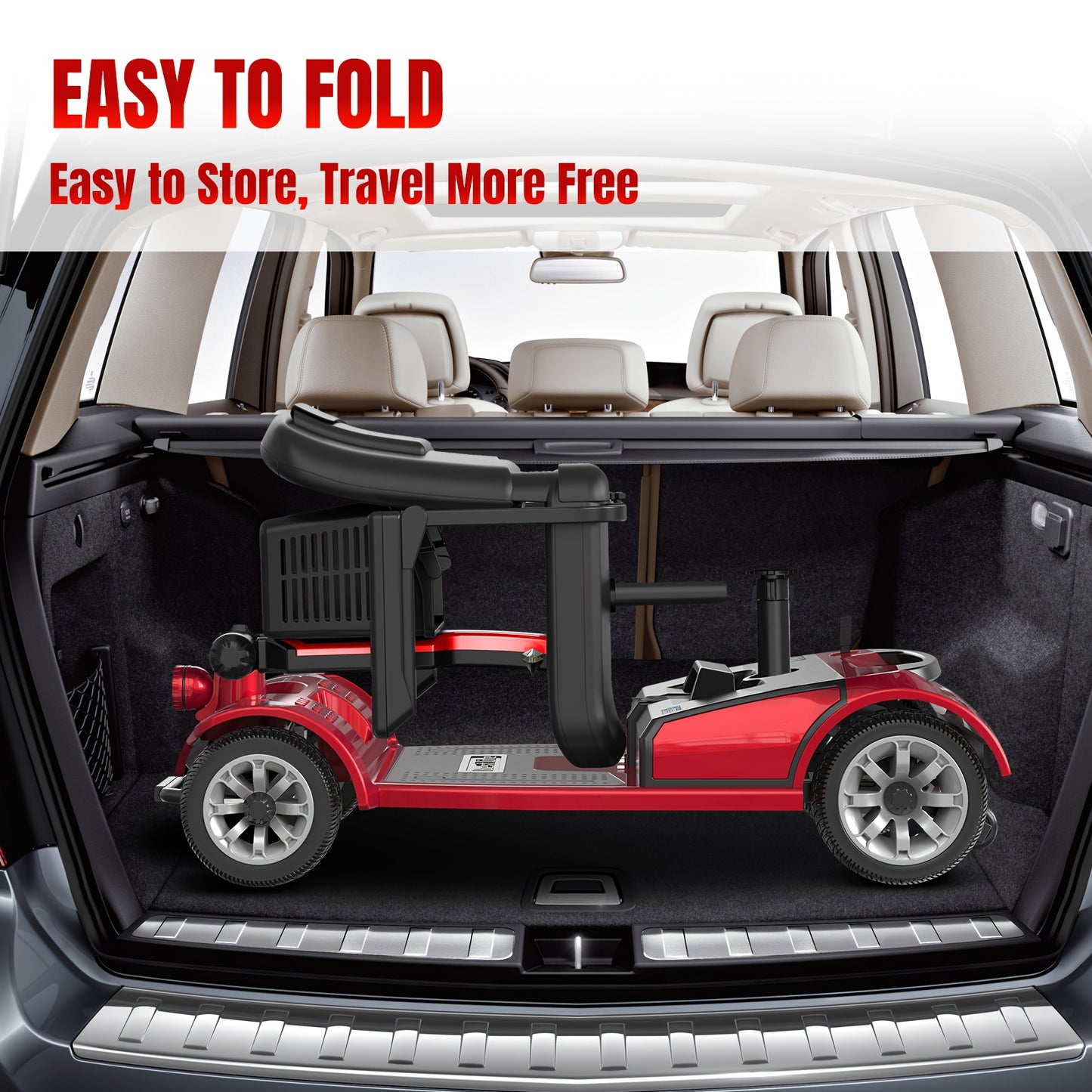 Foldable Four Wheel Mobility Scooter For Transporting Adults And Elderly, Electric Scooter With Removable Battery, 360° Swivel Seat, Front And Back Signal Lights, Tools Free Assemble, 8 Inch, 9 Inch Solid Tires Electric Mobility Aid