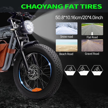 20" Fat Tire Electric Bike For Adults, 749W Peak Motor, 48V 25Ah Removable Battery, 19.88MPH, Aluminum Frame, With Phone Holder & Bag, All-Terrain, Best Value E-Bike For City Commuting, Beach Riding, Outdoor Travel, Perfect Gift For Men Women