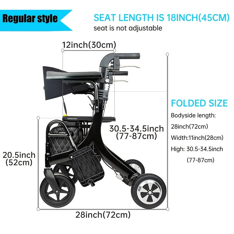 Sinceborn Electric Power Walker with Seat & Transport Wheelchair - Heavy-Duty, Heavy-Duty, Foldable Electric Mobility Aid with Power-Assisted Motion,
