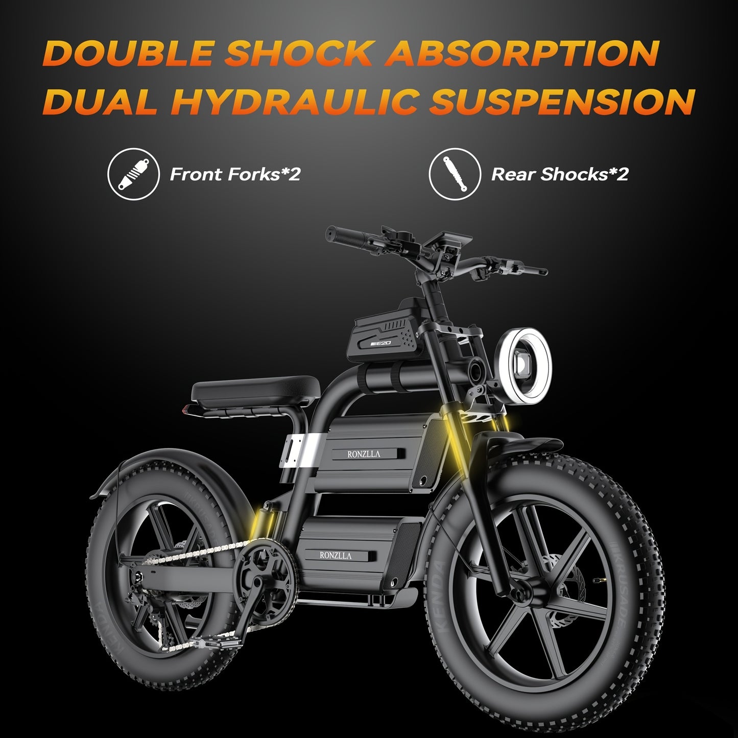 Electric Dirt Bike For Adults - 60V Fast Speed Commuter EBike With 20Ah*2 Battery, 93 Mile Long Range Motorcycle, All-Terrain Fat Tires, Full Suspension, Smart Display, USB Port, Storage Bag, Hydraulic Brakes. Perfect Gift For Christmas & New Year.