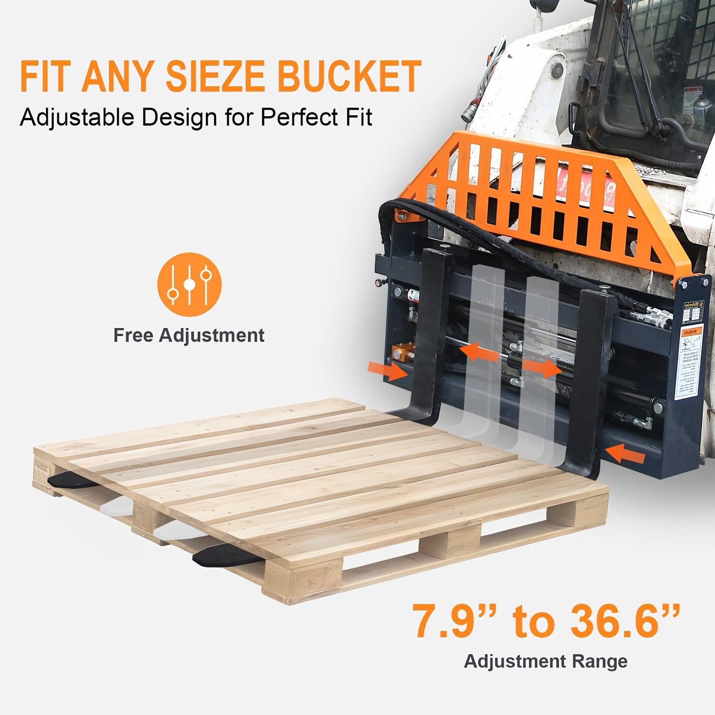 Heavy Duty Adjustable Skid Steer Pallet Forks 4000LB 48'' Anti-Slip Tines for Farm & Industrial Use
