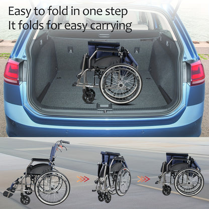 Multi-function Manual Wheelchair with Handbrake, Adult Wheelchair, Light Foldable Wheelchair, 20-inch Rear Wheel, Foldale Pedal, for Seniors