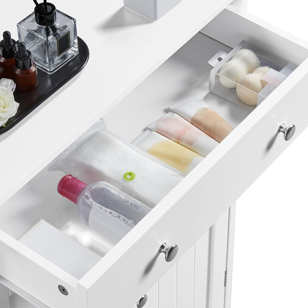 Free Standing Bathroom Cabinet with 1 Drawer 2 Doors and Adjustable Shelf, Wooden Entryway Storage Cabinet, White