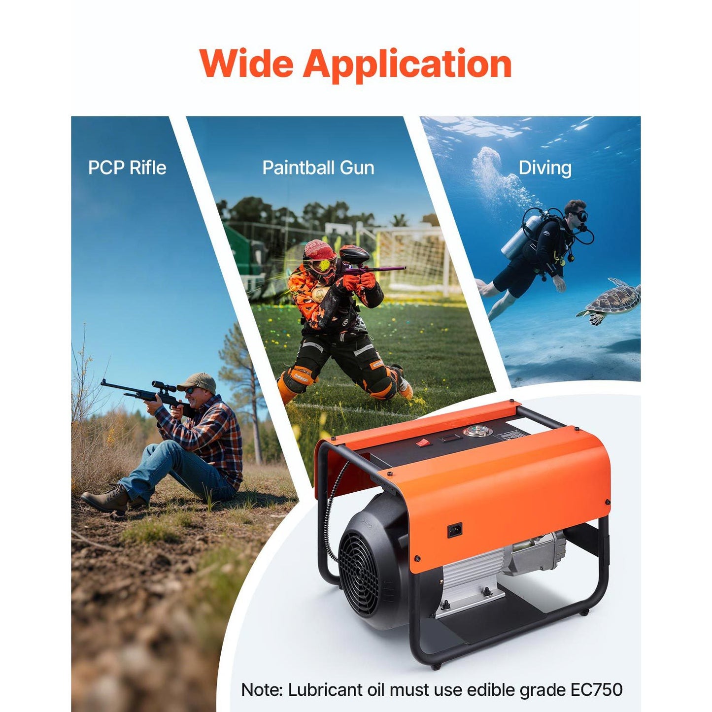 PCP Air Compressor 4500PSI/30Mpa 2-Cylinder Scuba Diving Tank Compressor External water cooling / Internal water cooling
