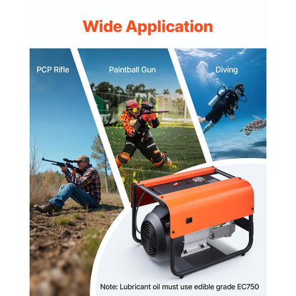 PCP Air Compressor 4500PSI/30Mpa 2-Cylinder Scuba Diving Tank Compressor External water cooling / Internal water cooling