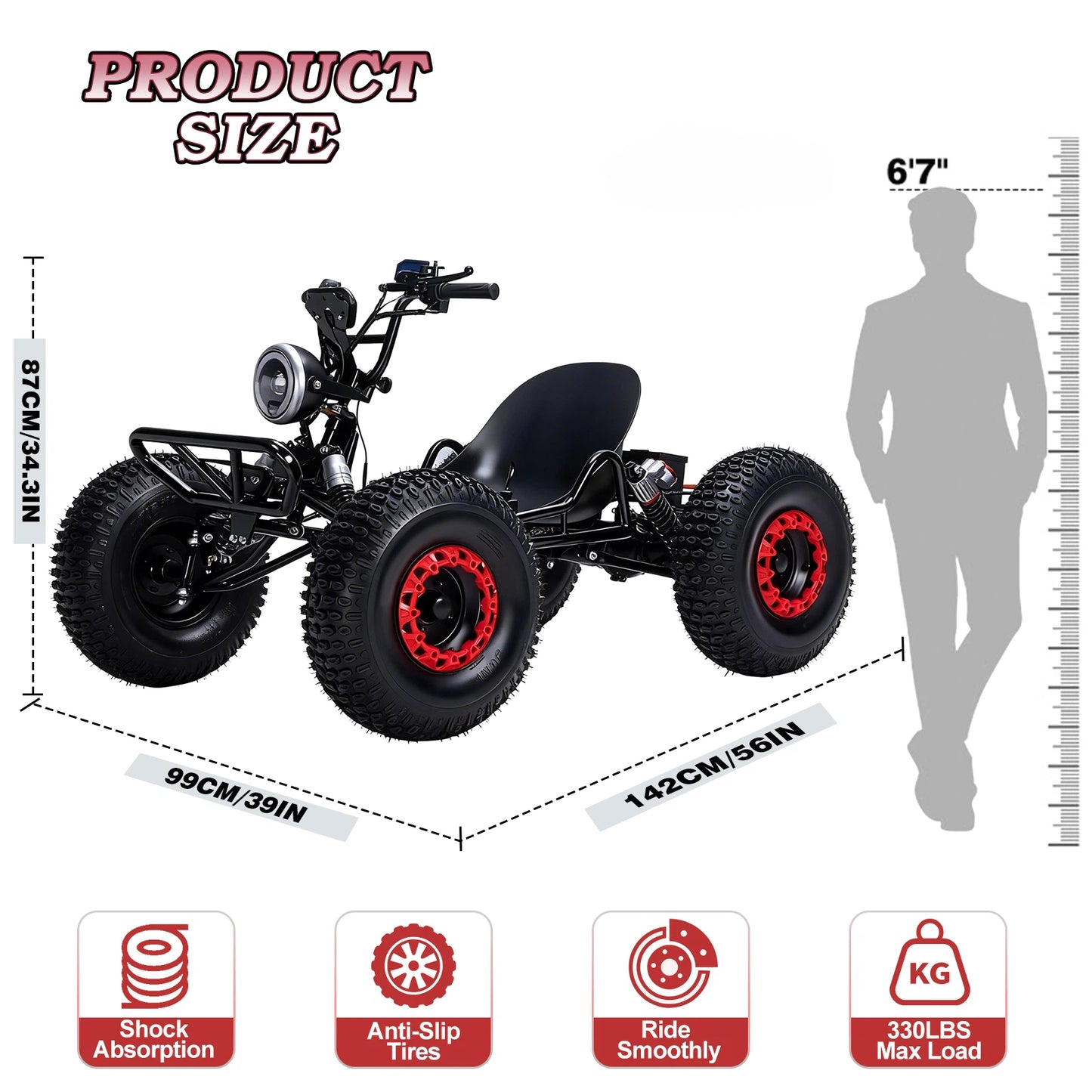 Adult Go-karts And High-speed Off-road Go-karts, 6-inch Off-road Tires, Rear Disc Brakes
