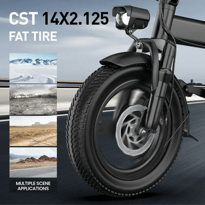 00W - Long-Range Commuter Electric Scooter with 48V Battery, 20-Mile Range, 19MPH Top Speed, 14" Fat Tires, 200lbs Max Load Capacity, Shock-Absorbing Seat, and Foldable Design for Adults