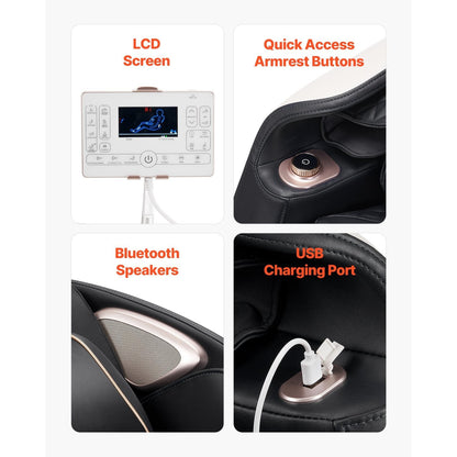 Full Body Massage Chair, 3D Zero Gravity Recliner with SL Track, 18 Auto Modes, Heat, Foot Rollers, Armrest Control, LCD Display, 36 Airbags, Retractable Footrest