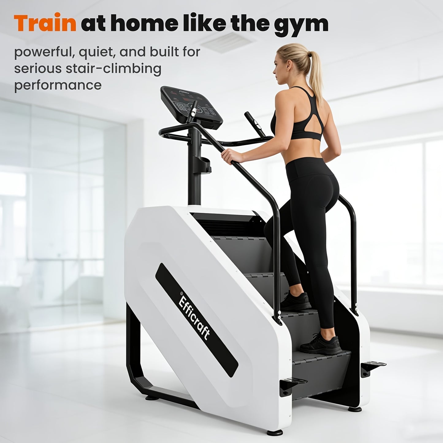EFFICRAFT Stair Stepper Machine with LED Screen, Commercial Grade Stair Climber, Continuous Climbing Exercise Machine for Cardio, 15 Speed Levels Stair Master, 15-164 Steps/Min