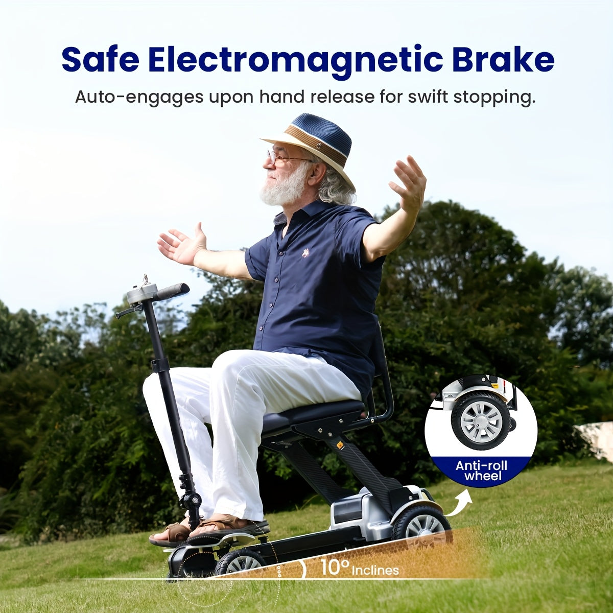 Lightweight Electric Mobility Scooter with Four Wheels, Designed for Seniors, Featuring a Foldable Carbon Fiber Frame And a Comfortable