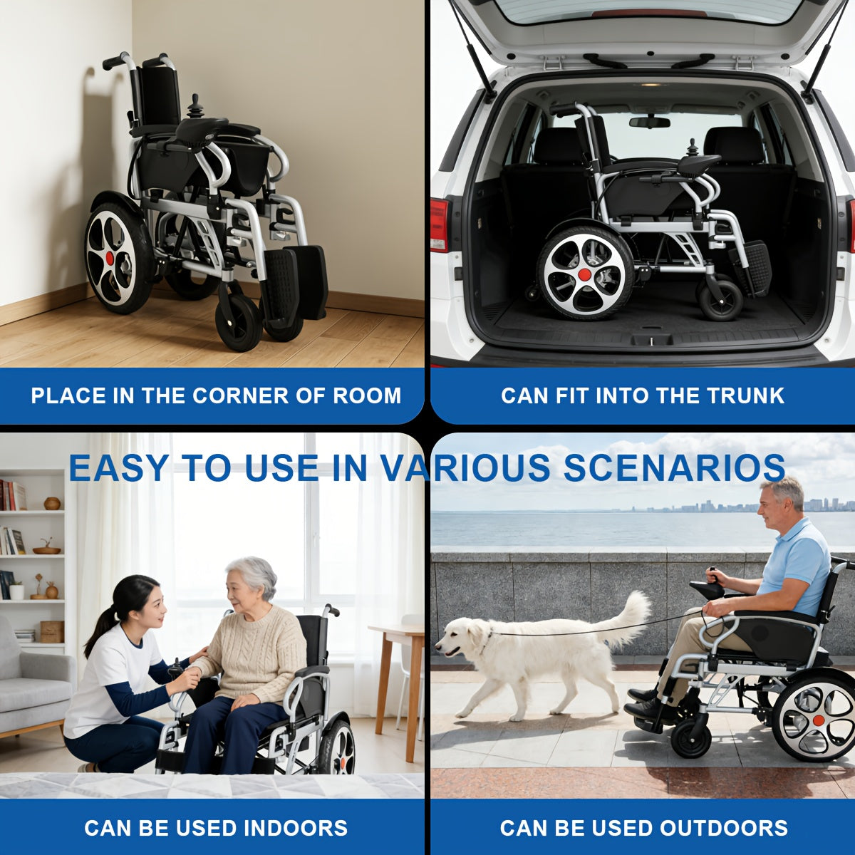 Aluminum Alloy Frame Electric Wheelchair, 24V 20Ah Lithium Battery, 500W Motor, 400 Lbs Weight Capacity, 17-inch Wheels, Foldable with Dual Brakes, And Thickened Integrated Backrest