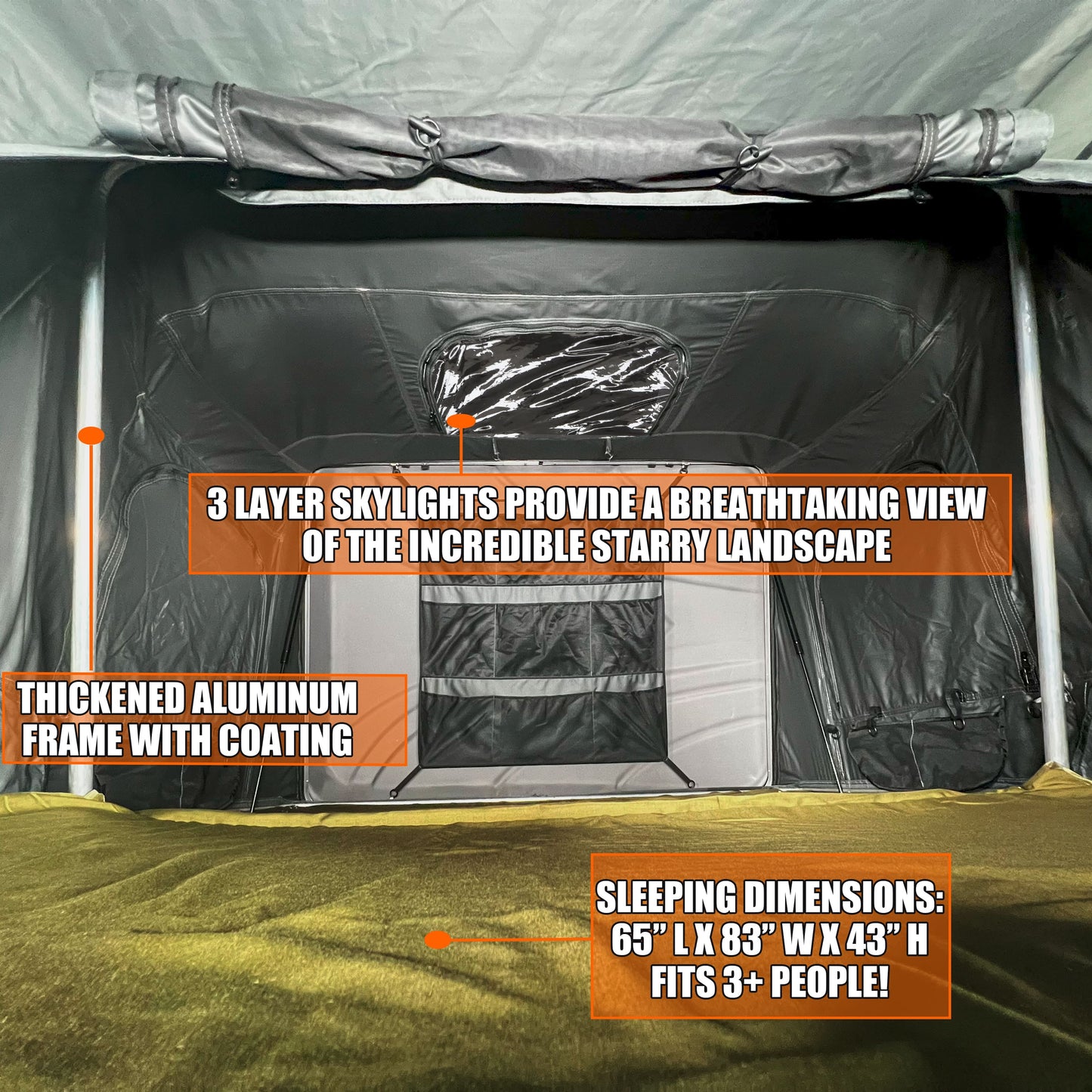 Quick Pop-Up Hardshell Roof Top Tent - Heavy-Duty SUV/Truck Roof Tent with Tent Fly, -Weather Camping Shelter, Vehicle-Mounted for, Setup & Zippered Door (No External Poles Required)