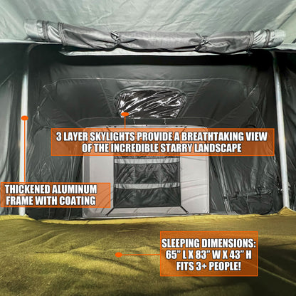 Quick Pop-Up Hardshell Roof Top Tent - Heavy-Duty SUV/Truck Roof Tent with Tent Fly, -Weather Camping Shelter, Vehicle-Mounted for, Setup & Zippered Door (No External Poles Required)