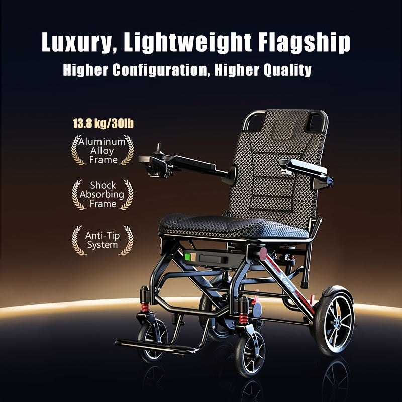 Portable Electric Wheelchair - 39-lb Ultra-Lightweight Foldable Mobility Scooter with 18-Mile Range, 4-Wheel -Absorbing Design, No Assembly Required, Airplane-Friendly Chair w/Charger & Toolkit for Travel (s & Seniors)