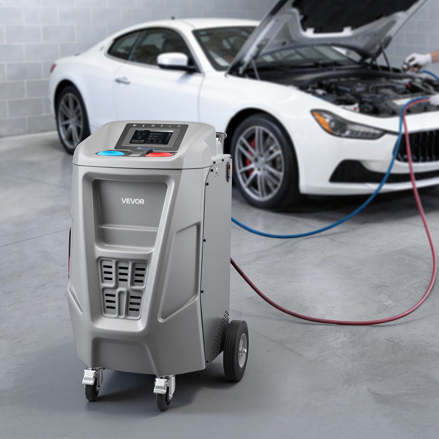 Fully Automatic Refrigerant Recovery Machine for 1234yf, ≥98.5% Accuracy, 7-Inch Touch Screen, AC Recovery, Vacuum, and Recharging Machine for Standard and High Voltage Automotive A/C Systems