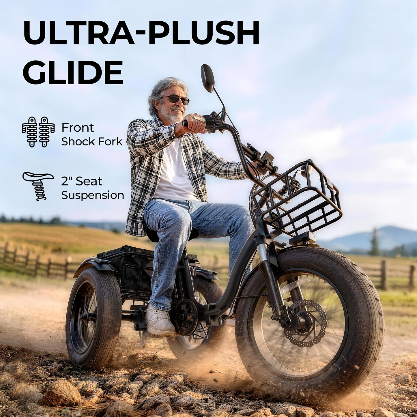 Adult Electric Tricycle, 749W Motor, 54.6V 13Ah Battery, 20 X 4 Inch Folding Fat Tire 3-Wheel Electric Trike, 20 MPH, Hydraulic Brakes, Rear Basket And Differential
