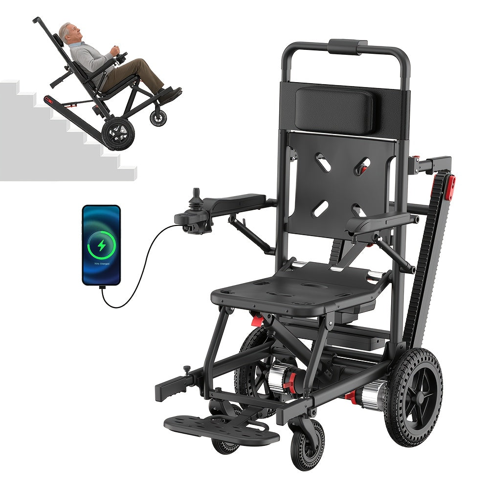 Nihhcune 15 Miles Long Endurance, Adult Intelligent Electric Wheelchair, Intelligent Controller, Stair Climber, Lightweight, One-step Folding And Unfolding, Can Be Put In The Trunk, High-power Motor, Strong Climbing Force, Anti-rollover Device