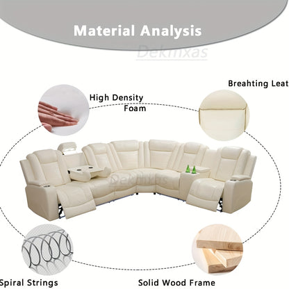 lack Beige Breathable Leather Sofa, Living Room Multifunctional Lounge Chair Sofa Set Suitable for Living Room, Villa, Apartment, Office, Special Price Sofa Bed, Multi Person Long Sofa, Lazy Sofa Set with Hidden Storage Function