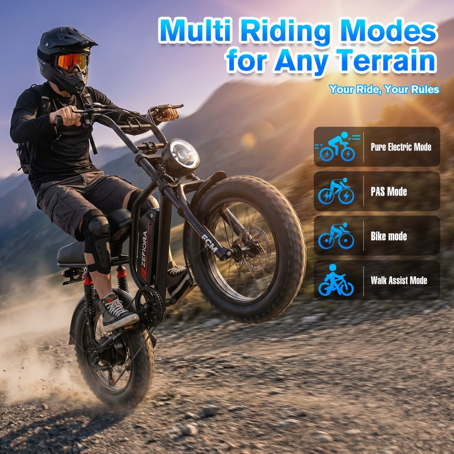 Adult Electric 740W Brushless Motor, Removable Dual Battery 48V 8-20AH, All-Terrain Tires & Shock Absorption System Suitable for Mountain, Snow, Sand, Road Riding, 20x4 Inch Tires