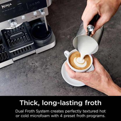 Luxe Café Premier Series Espresso Machine, Drip Coffee, Cold Brew, Grinder, Tamper, Frother, Silver - Certified Refurbished