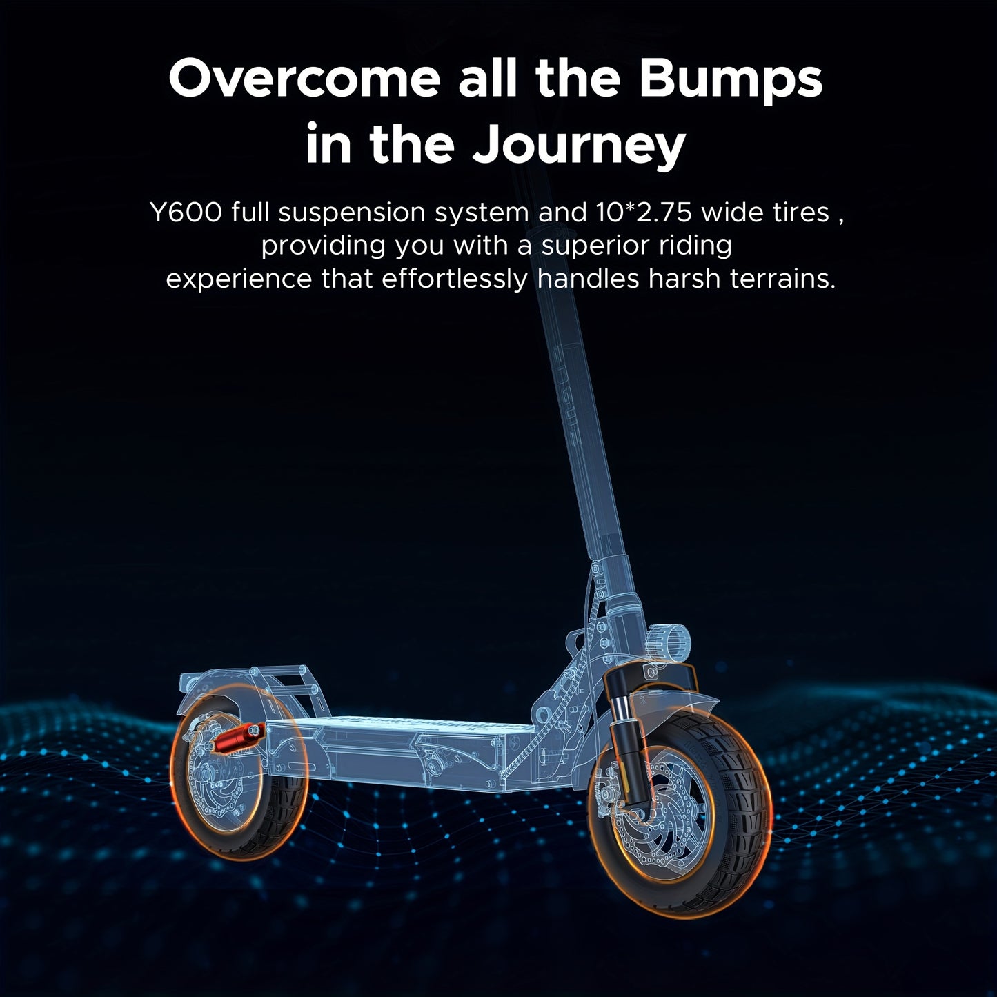 Electric Scooter with 500W Motor, 48V 18Ah Battery, 70KM Max Range, 32KM/H Top Speed, Dual Suspension, 10'' Tires, Foldable Design for Urban & Off-Road Riding