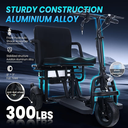 Electric Scooters For Adults And The Elderly, Three-wheeled, Lightweight, Foldable, Equipped With LED Headlights And Backpack Cup Holder Dustproof BagBasket, IncludingCharger, Can Be Easily Disassembled Into Lightweight Partsperfect Mother'sDay Gift