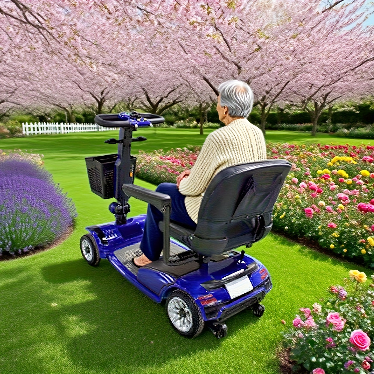 Foldable Four Wheel Mobility Scooter For Transporting Adults And Elderly, Electric Scooter With Removable Battery, 360° Swivel Seat, Front And Back Signal Lights, Tools Free Assemble, 8 Inch, 9 Inch Solid Tires Electric Mobility Aid
