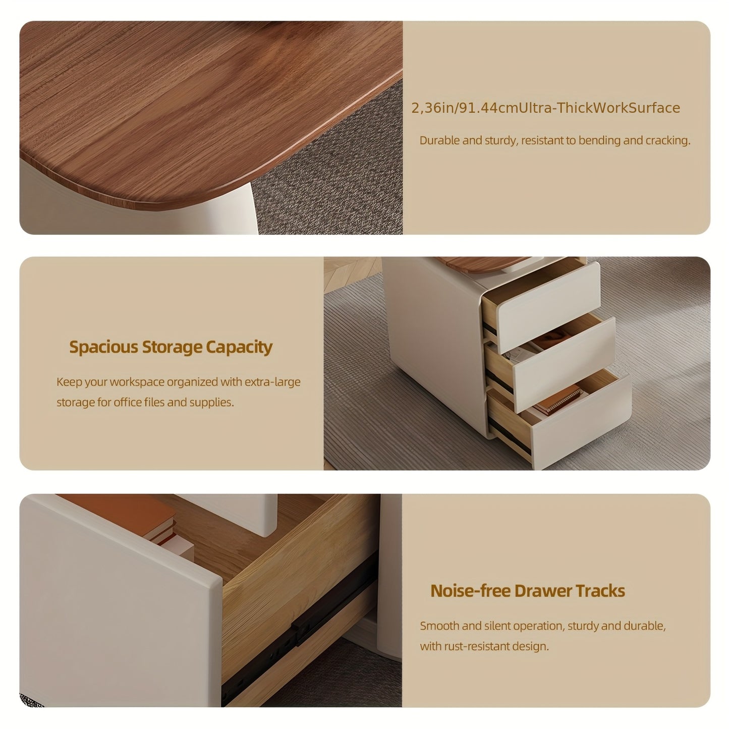70.86'' Home Office Study Desk With Drawer Storage, Walnut Wood Minimalist Desk, Wide Desktop For Study, Suitable For Bedroom & Study Room
