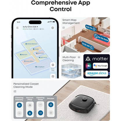eufy Like-New E25 Omni Robot Vacuum and Mop Combo, HydroJet System, 20, 000Pa Turbo Suction, Zero-Tangle Design, Edge-to-Corner Deep Cleaning, Auto-Empty & Self-Cleaning All-in-One Station (Renewed)