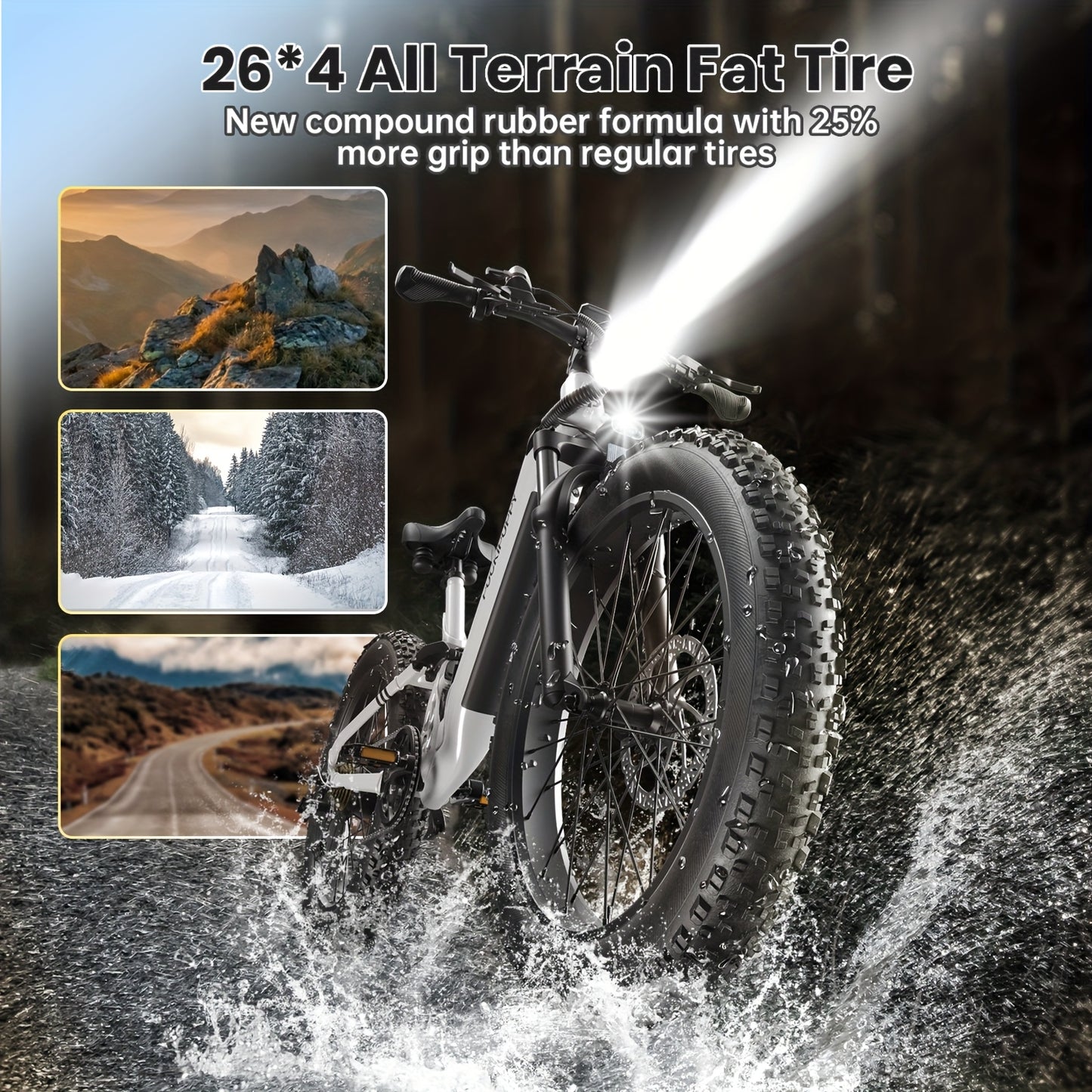 Electric Bike for Adults Rear High-power Brushless Motor, 48V 20AH Battery Adult Electric Bicycles, 26" Tire Full Suspension Step-Thru Ebike, 7 Speed, 80Miles Range, Camping Must Haves, Suitable for Outdoor Off-road And Urban Commuting(BoxerST)