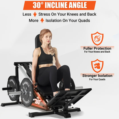 Compact Leg Sled Machine, Leg Press Machine Capacity 900lbs, Hack Squat Machine Combo, Calf Raise Home Gym