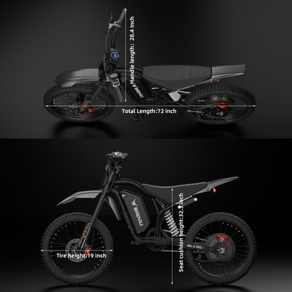 Electric Bike for Adults, 740W Peak Motor High-Power 60V 32Ah Battery, 20 Range, All-Purpose Commuter & Dirt Bike for Adults BG-S PRO