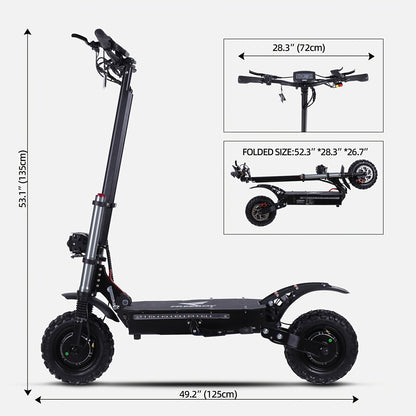 High-powered Electric Scooter With Seat | Top Speed of 19 Mph, 700W Motor, Supports Dual Charger Charging, Ultra-long 60-mile Range, 60V38AH Lithium Battery, 11-inch Off-road Tires, Adult Electric Scooter