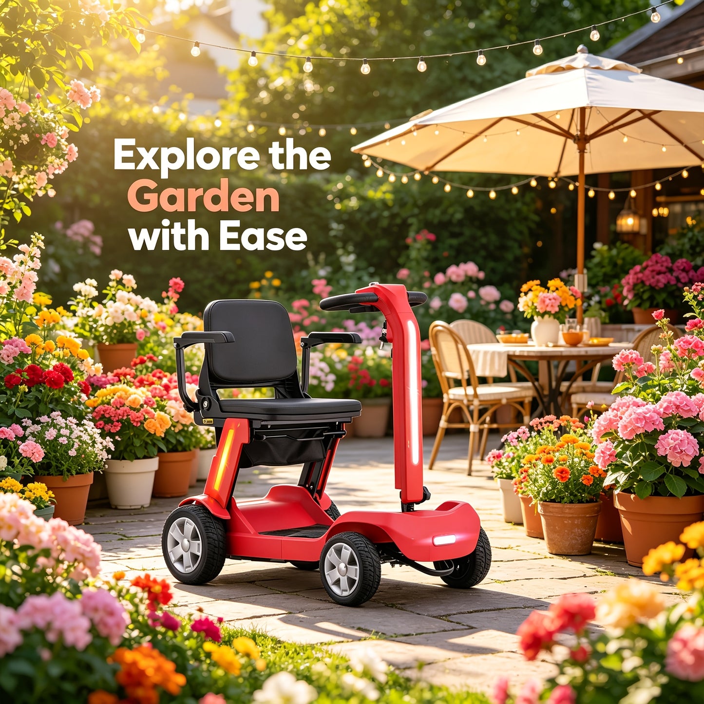4 Wheel Electric Scooter for Adults & Seniors, 300W, 24V12Ah Battery, 4MPH Max Speed, 10Mile Range, Lightweight Foldable Scooter Electric with LED Lights, Storage Bag & Charger, No Assembly, Free Insulated Cup Gift Random Colors