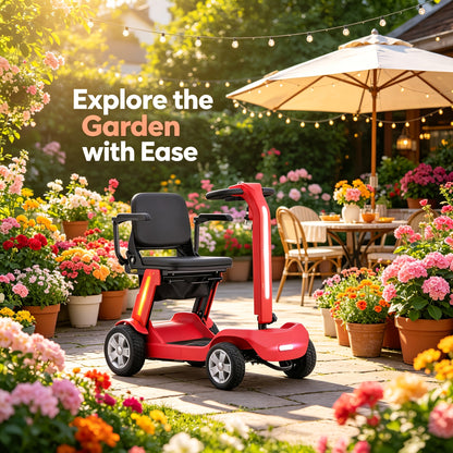 4 Wheel Electric Scooter for Adults & Seniors, 300W, 24V12Ah Battery, 4MPH Max Speed, 10Mile Range, Lightweight Foldable Scooter Electric with LED Lights, Storage Bag & Charger, No Assembly, Free Insulated Cup Gift Random Colors