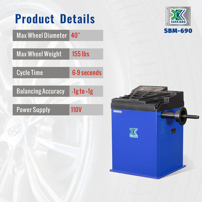XK 2.0 Horsepower Automatic Tire Changer Tire Machine Wheel Changers Machine Rim Balancer Combo 960 690 with 36 Month Part Replacements
